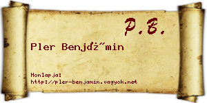 Pler Benjámin névjegykártya